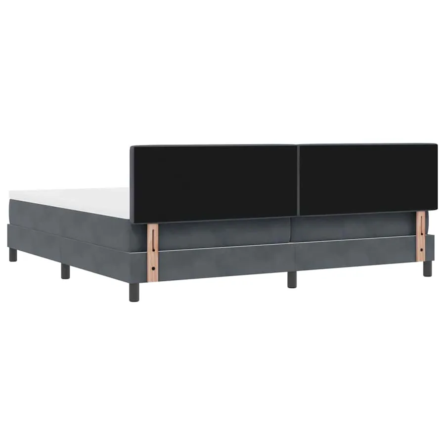 Lit à ressort LED Gris foncé 200 x 200 cm Velours - 10