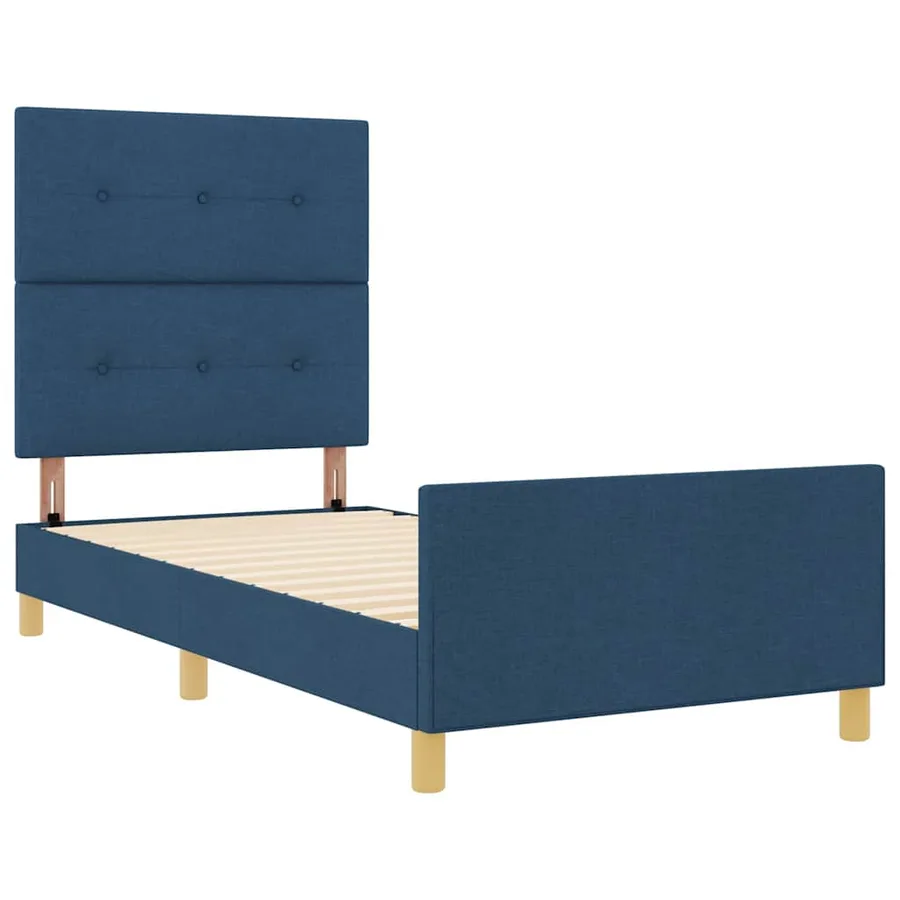 Cadre de lit avec tête de lit Bleu 80 x 200 cm tissu - 5