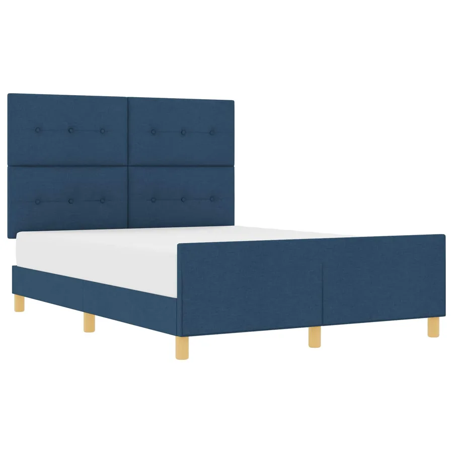 Cadre de lit avec tête de lit Bleu 160 x 200 cm tissu - 2