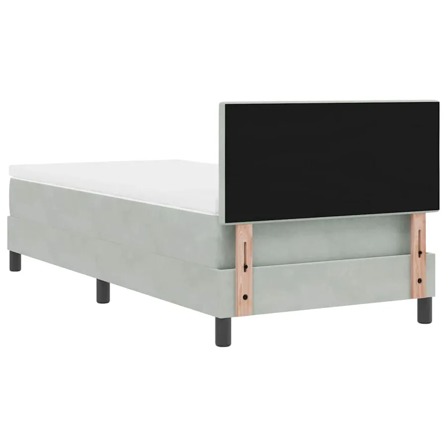 Lit à ressorts avec tête de lit Gris clair 90 x 190 cm Velours - 9