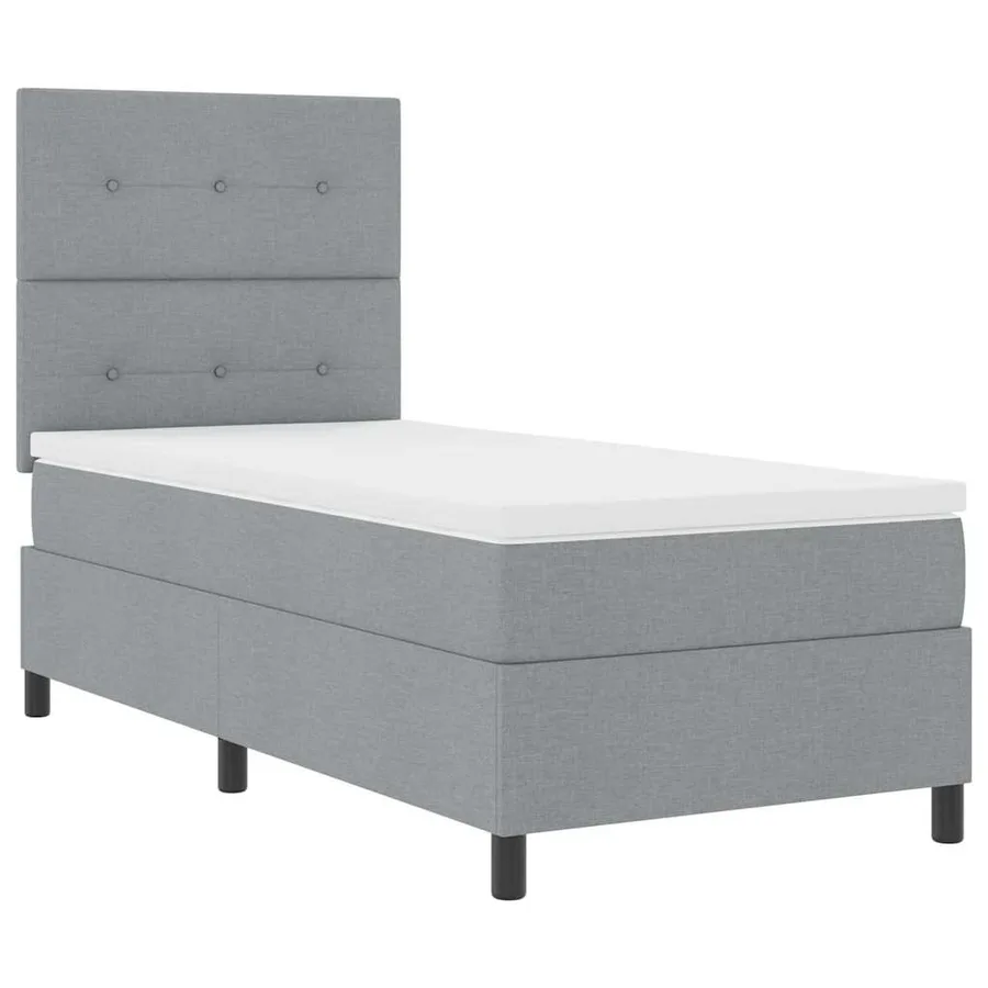 Lit à ressorts avec tête de lit Gris clair 90 x 200 cm tissu - 5