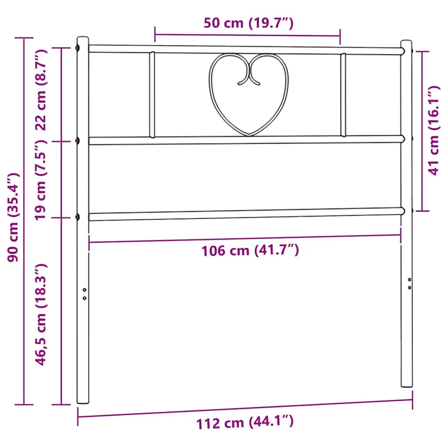 Tête de lit de remplacement métal noir 107 cm - 7