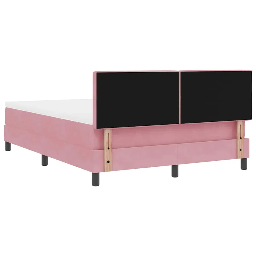 Lit à ressort LED avec bandes LED Rose 140 x 200 cm Velours - 8