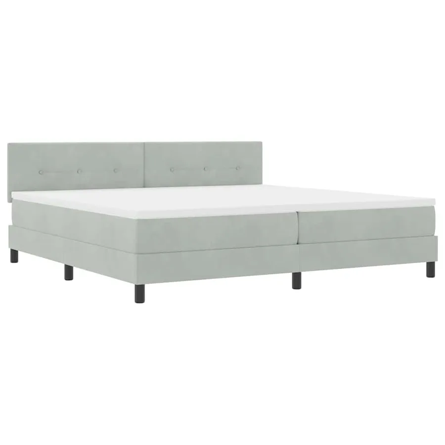 Lit à ressorts avec tête de lit Gris clair 200 x 200 cm Velours - 4