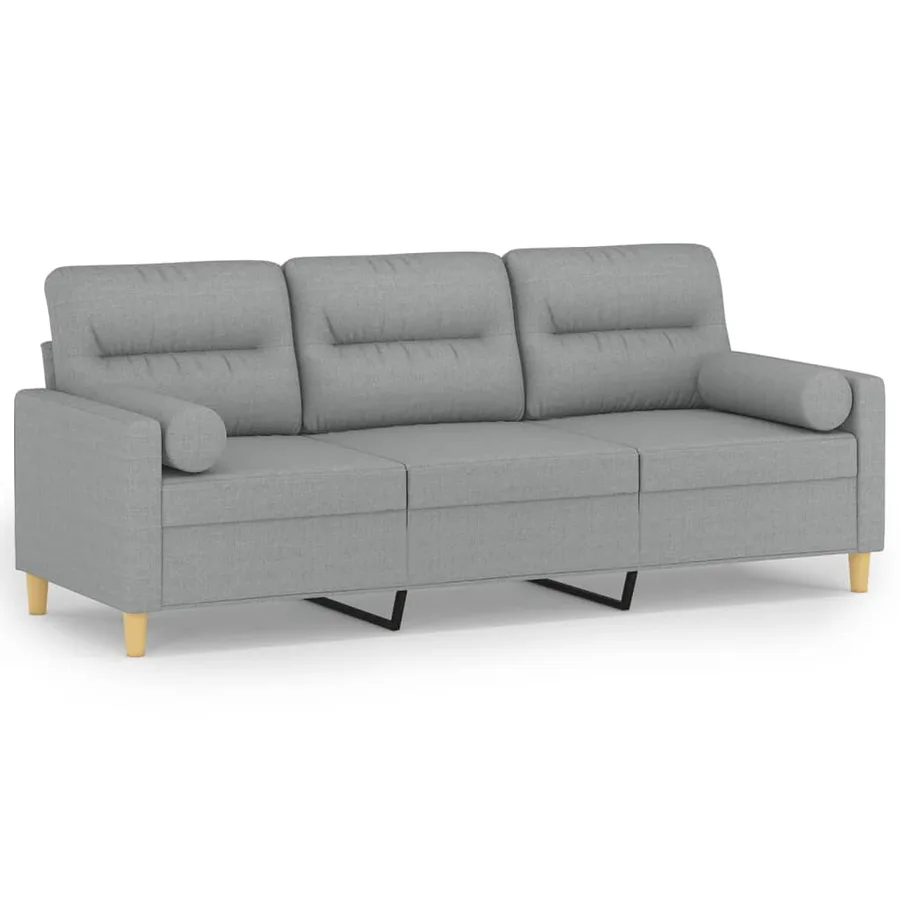Canapé 3 places avec oreillers gris clair 180 cm tissu - 2