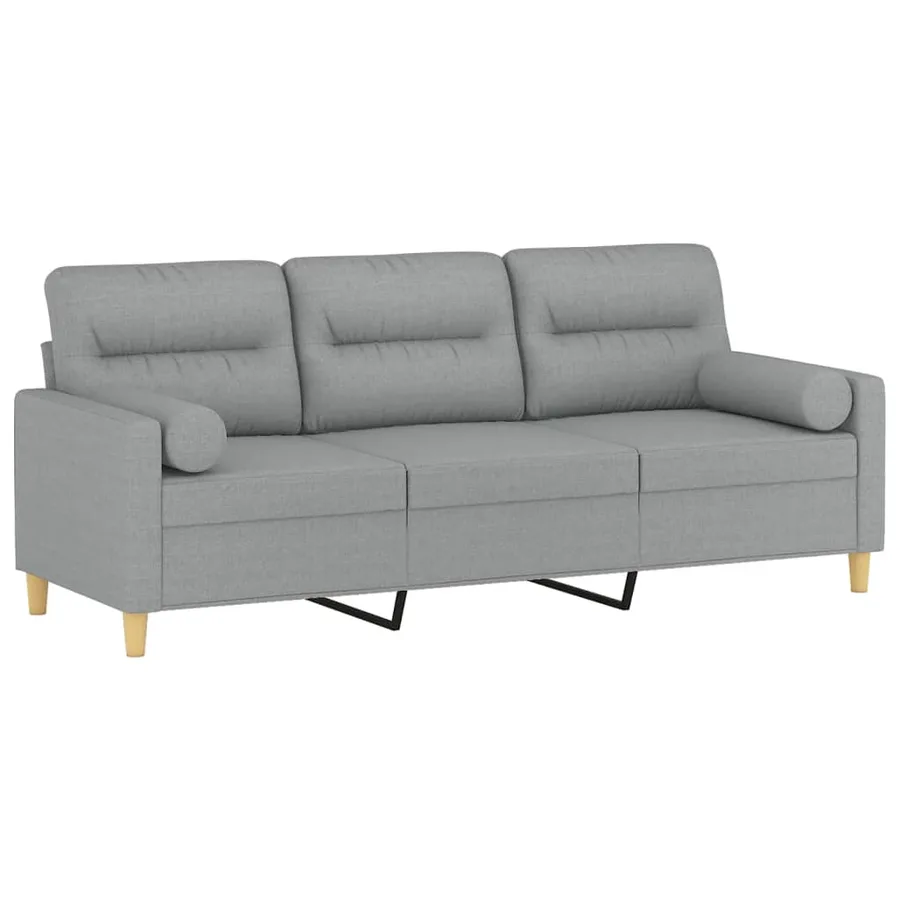 Canapé 3 places avec oreillers gris clair 180 cm tissu - 3