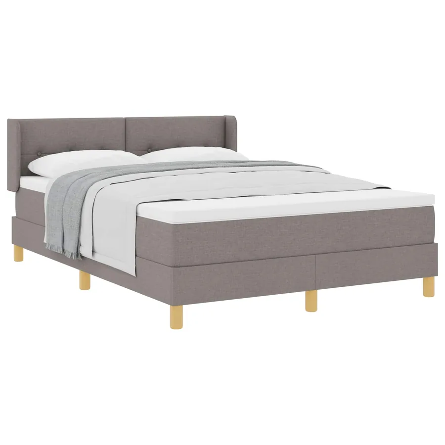 Lit à ressorts avec tête de lit Taupe 200 x 160 cm tissu - 2
