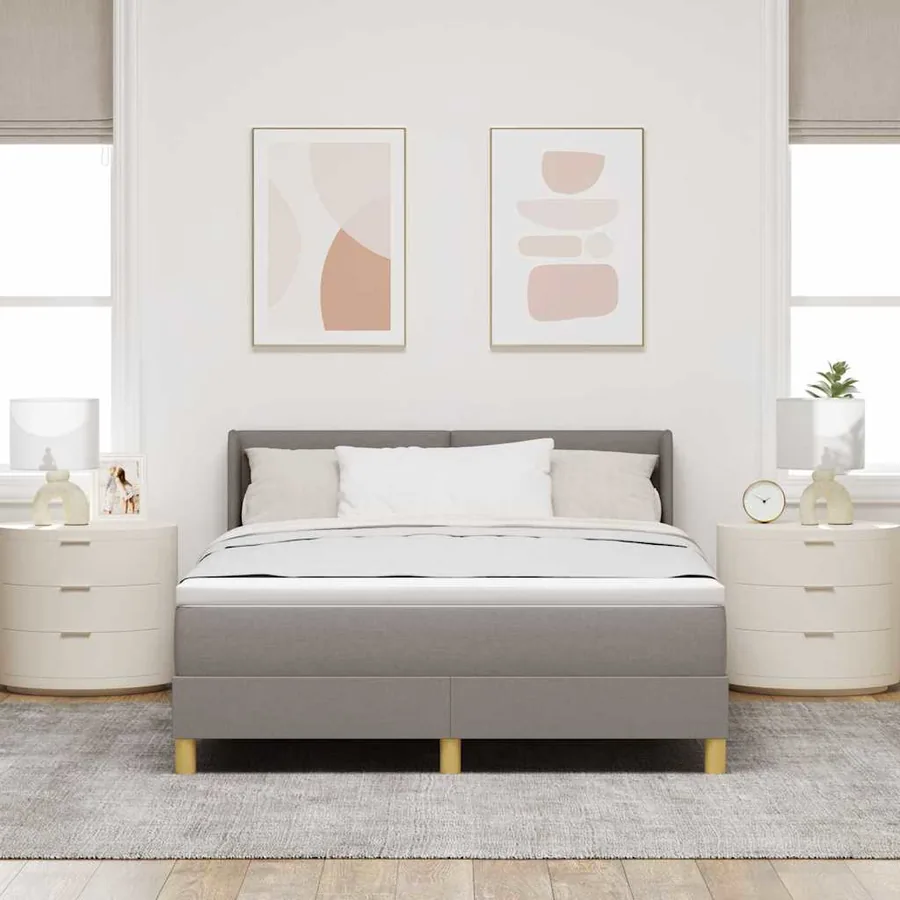 Lit à ressorts avec tête de lit Taupe 200 x 160 cm tissu - 3