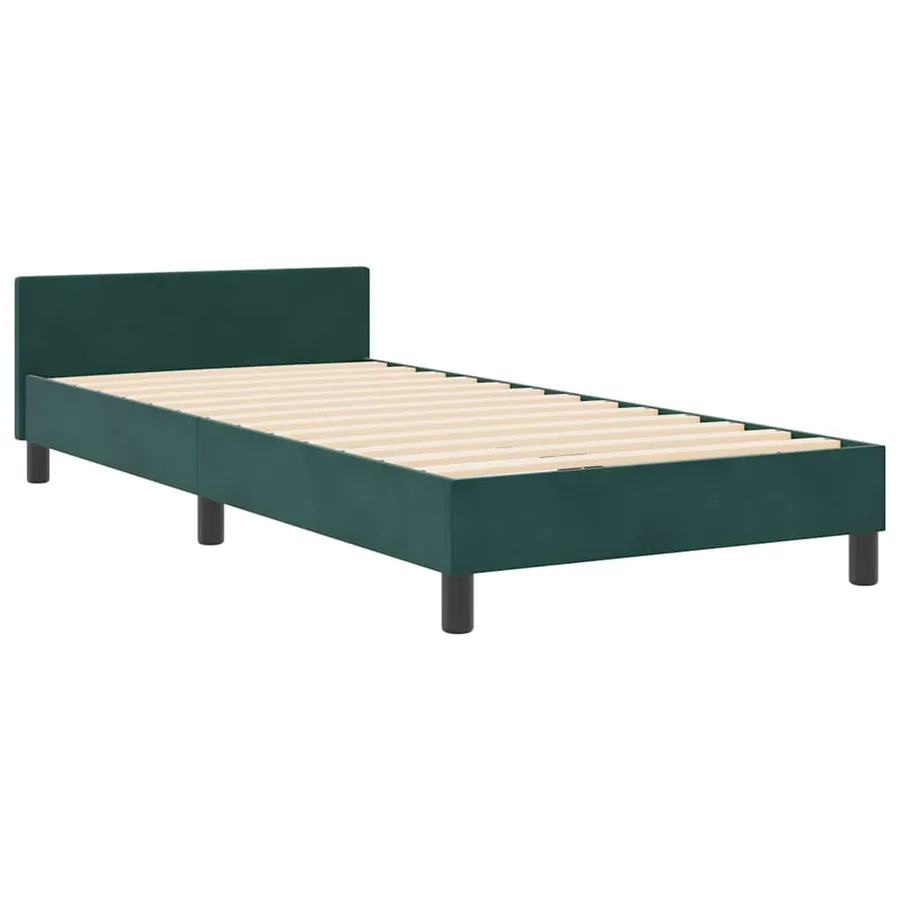 Lit à ressorts avec tête de lit Vert foncé 80 x 200 cm Velours - 4