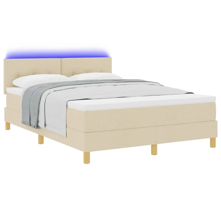 Lit à ressort LED avec bandes LED Crème 160 x 200 cm tissu - 3