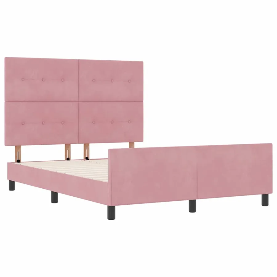 Lit à ressorts avec tête de lit Rose 140 x 200 cm Velours - 5
