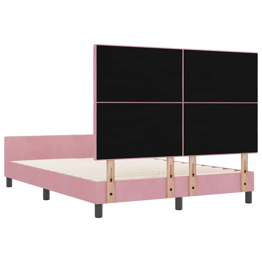 Lit à ressorts avec tête de lit Rose 140 x 200 cm Velours - 9