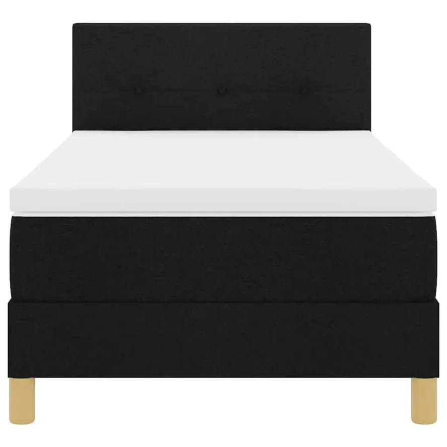 Lit à ressorts avec coussin Noir 100 x 200 cm tissu - 7