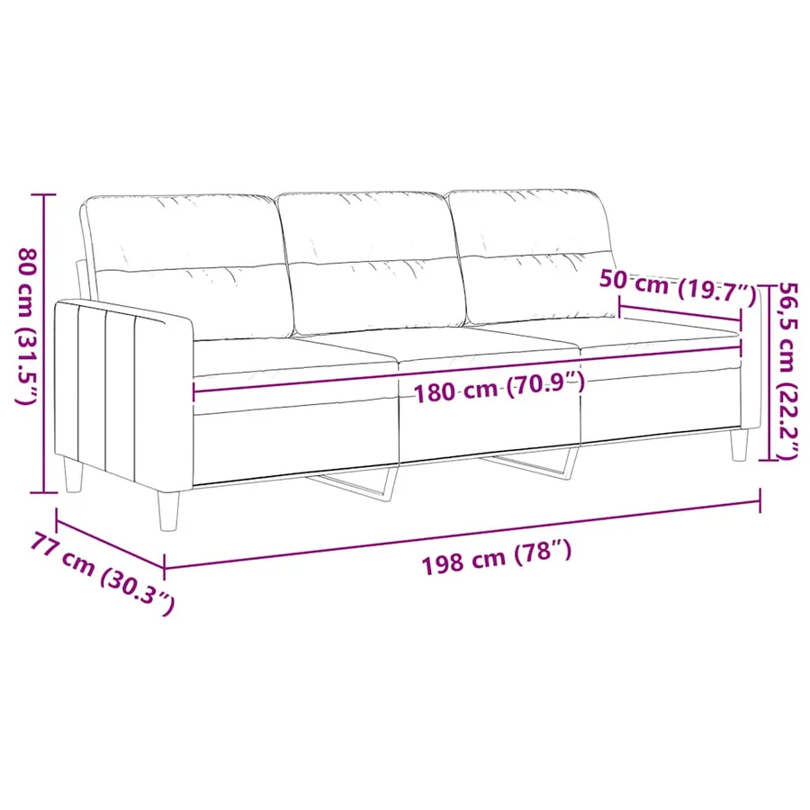 Canapé à 3 places Marron 180 cm Tissu - 9