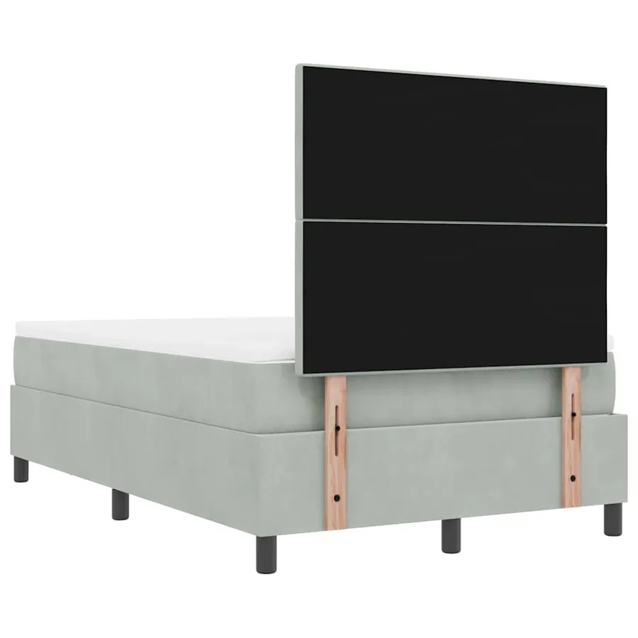 Lit à ressorts avec tête de lit Gris clair 200 x 120 cm Velours - 10