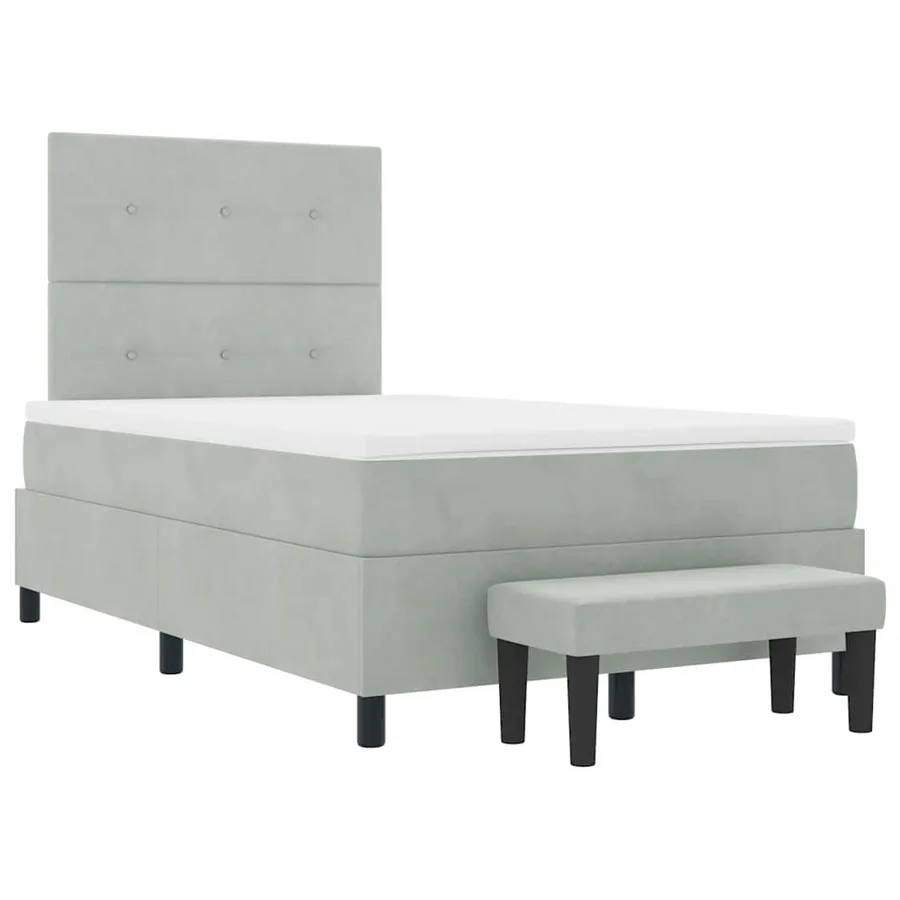 Lit à ressorts avec tête de lit Gris clair 200 x 120 cm Velours - 7
