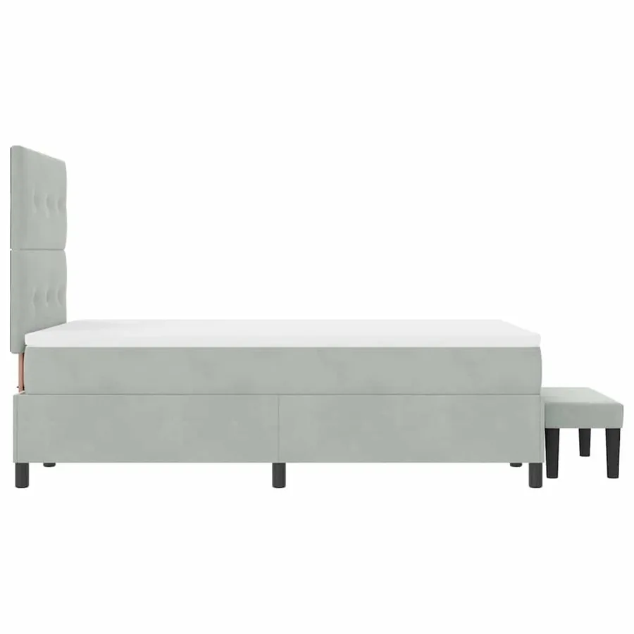 Lit à ressorts avec tête de lit Gris clair 200 x 120 cm Velours - 9