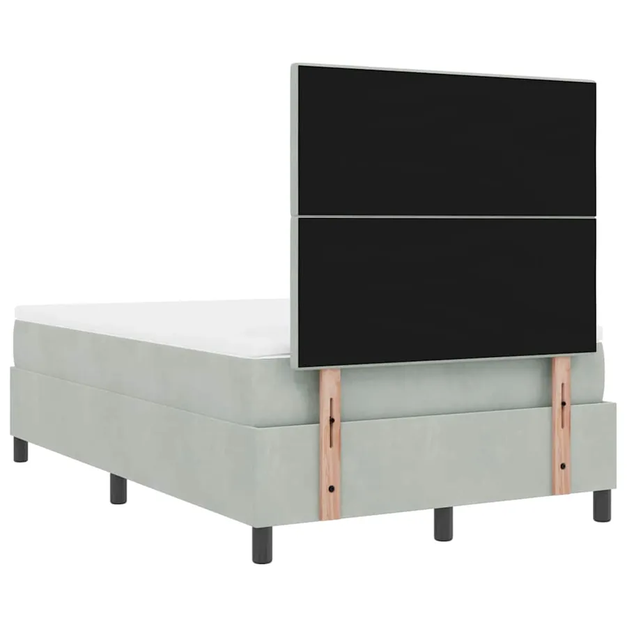 Lit à ressorts avec tête de lit Gris clair 120 x 200 cm Velours - 9