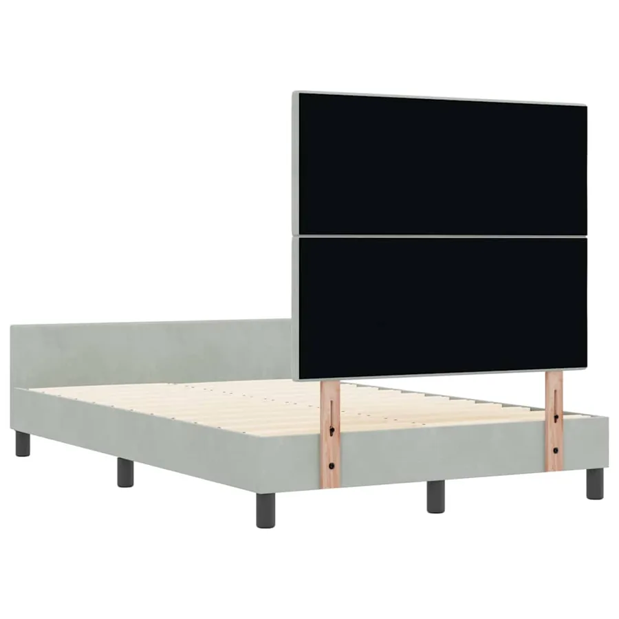 Lit à ressorts avec tête de lit Gris clair 120 x 190 cm Velours - 9