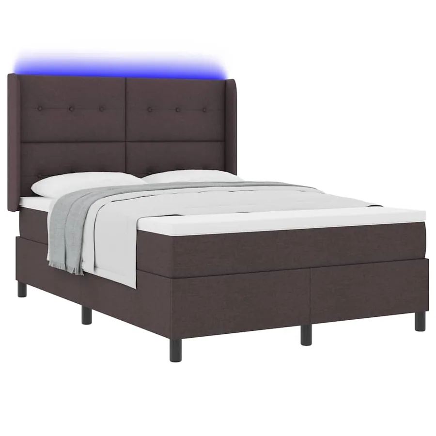 Lit à ressort LED Marron foncé 160 x 200 cm tissu - 3