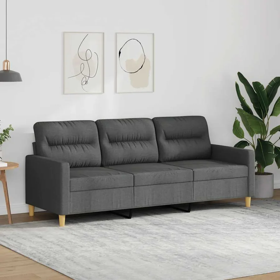 Canapé à 3 places Gris foncé 180 cm Tissu