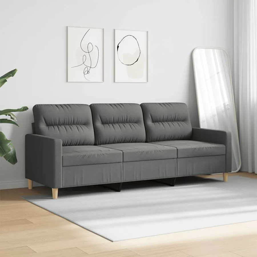 Canapé à 3 places Gris foncé 180 cm Tissu - 3