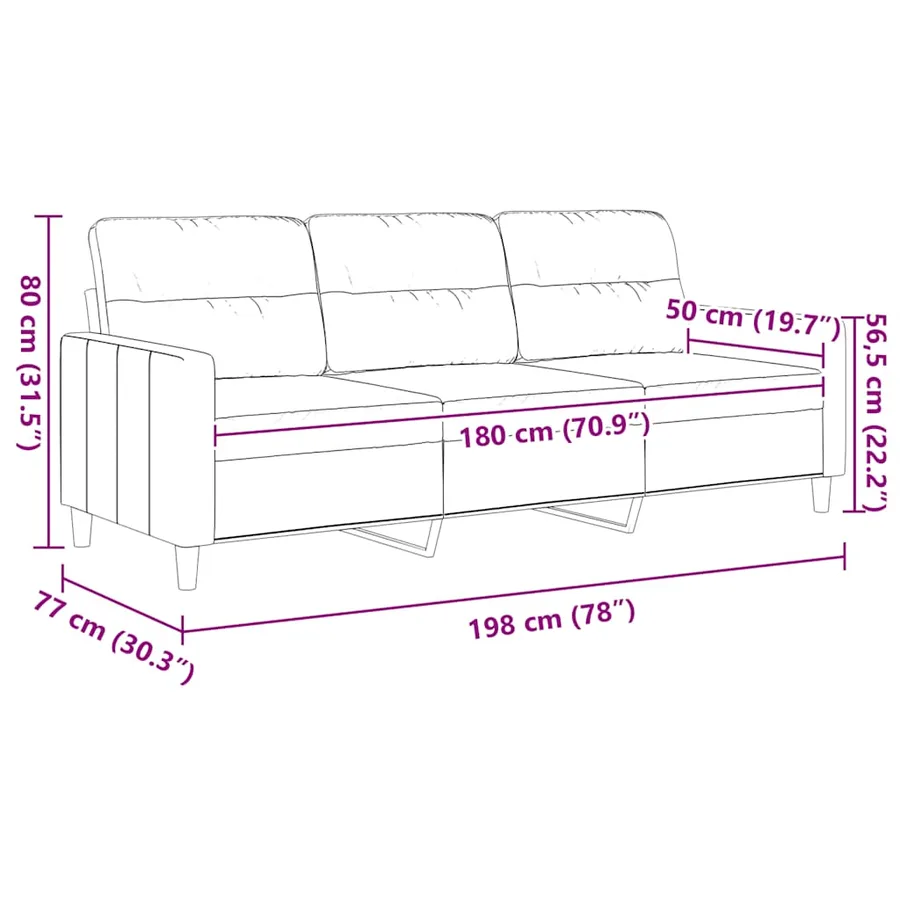 Canapé à 3 places Gris foncé 180 cm Tissu - 9