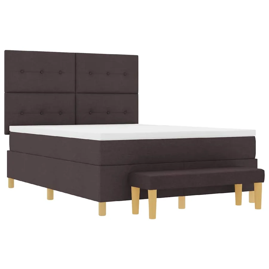 Lit à ressorts avec tête de lit Marron foncé 200 x 160 cm tissu - 7