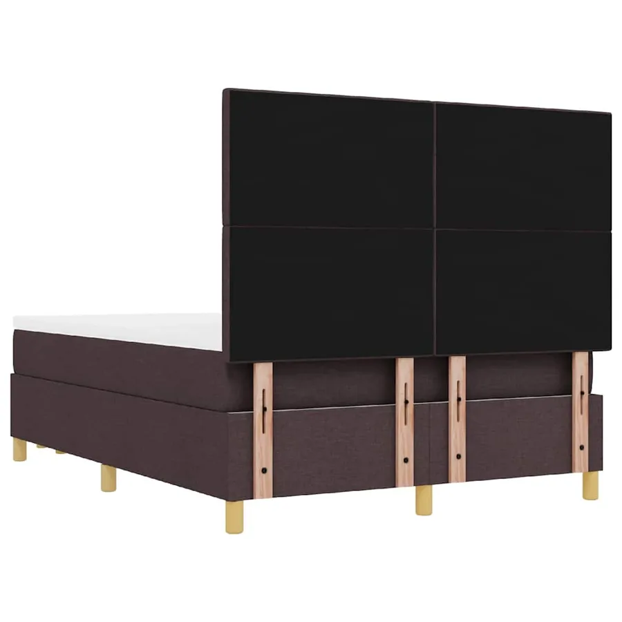 Lit à ressorts avec tête de lit Marron foncé 200 x 160 cm tissu - 8