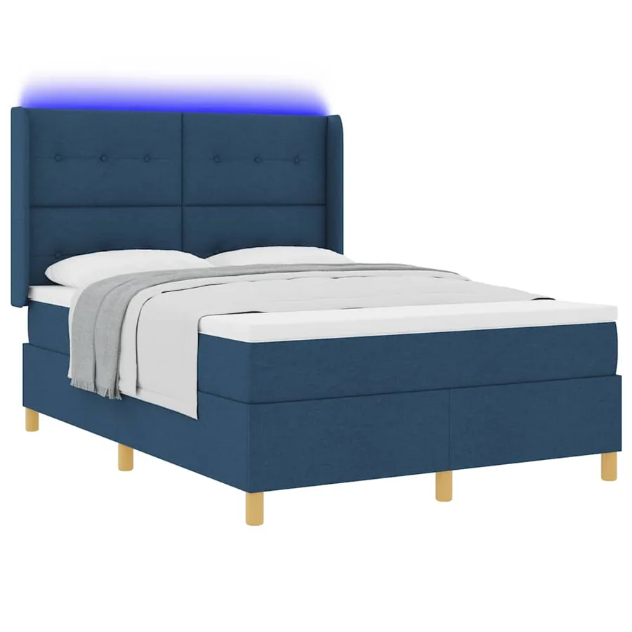 Lit à ressorts avec bandes LED Bleu 140 x 190 cm tissu - 3