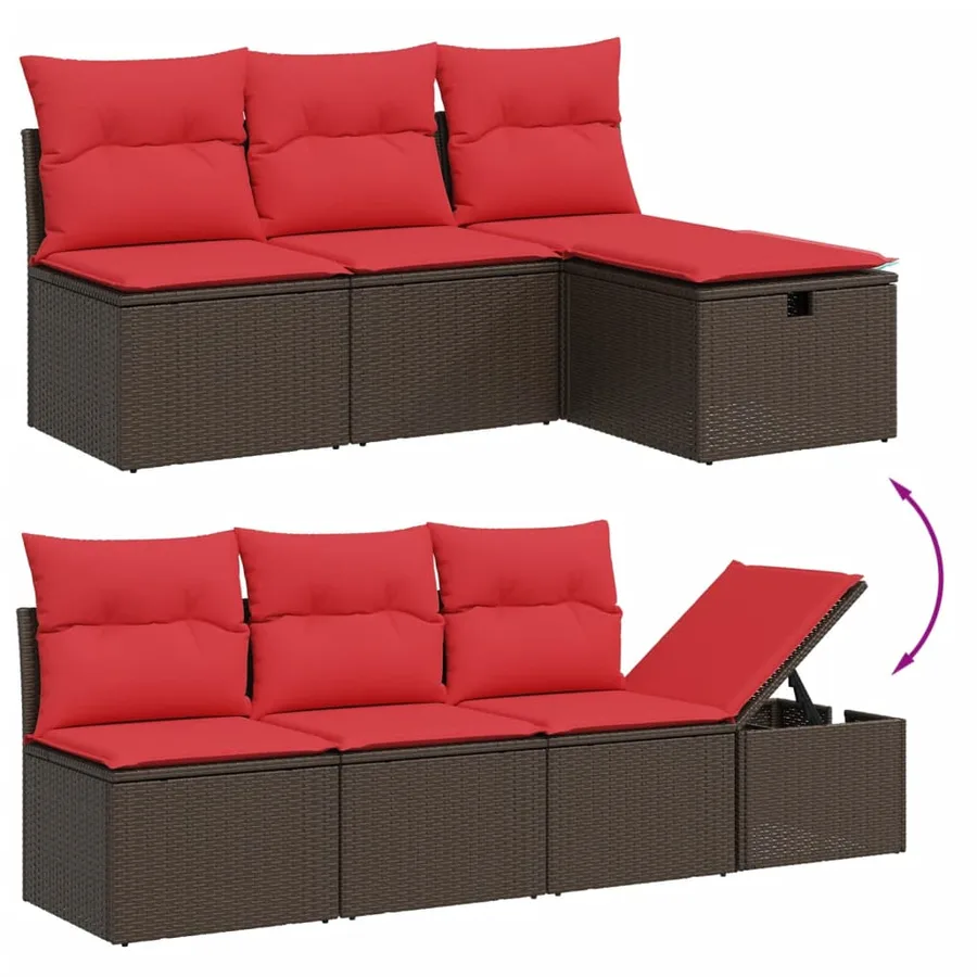 Ensemble de canapé de jardin 8 pcs avec coussins marron résine tressée - 9