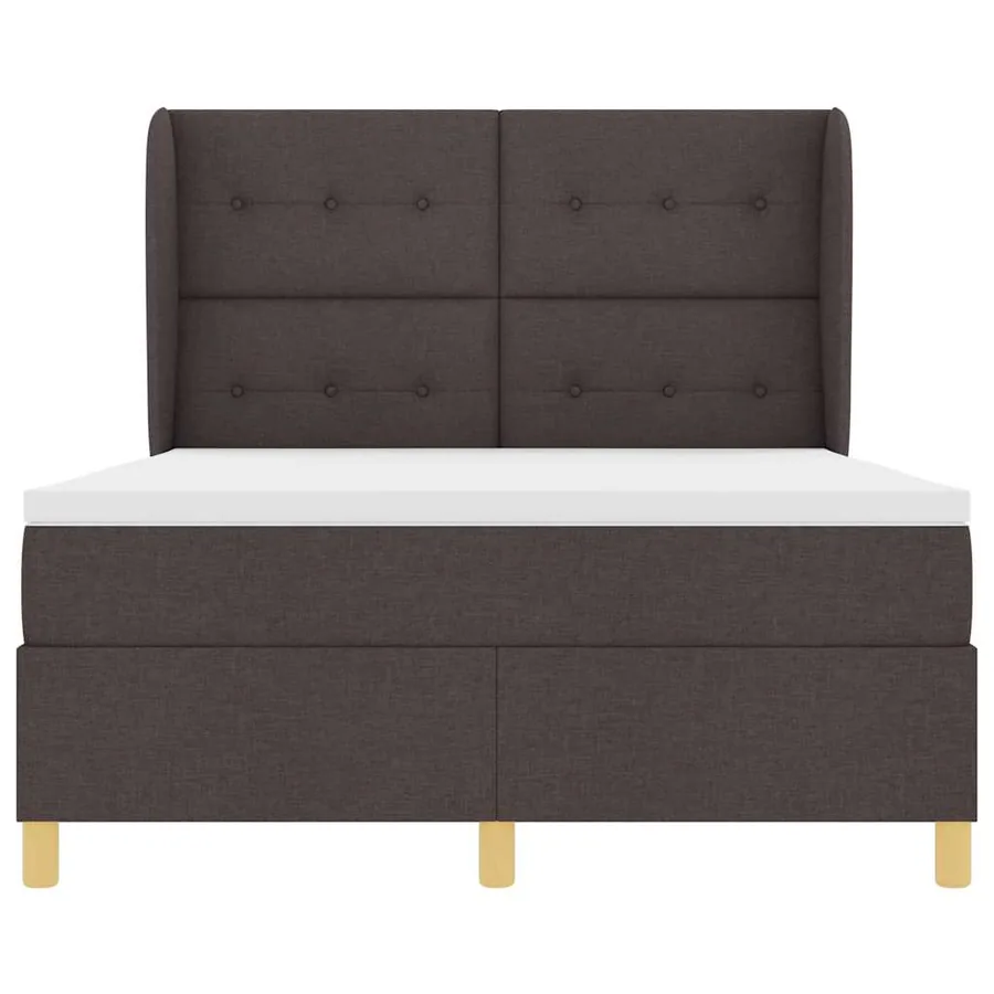 Lit à ressorts avec tête de lit Marron foncé 200 x 140 cm tissu - 7