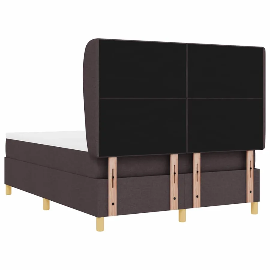 Lit à ressorts avec tête de lit Marron foncé 200 x 140 cm tissu - 9