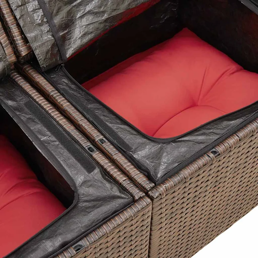 Salon de jardin 8 pcs avec coussins marron résine tressée - 13