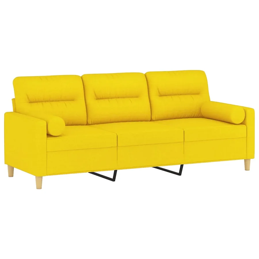 Canapé 3 places avec oreillers jaune clair 180 cm tissu - 3
