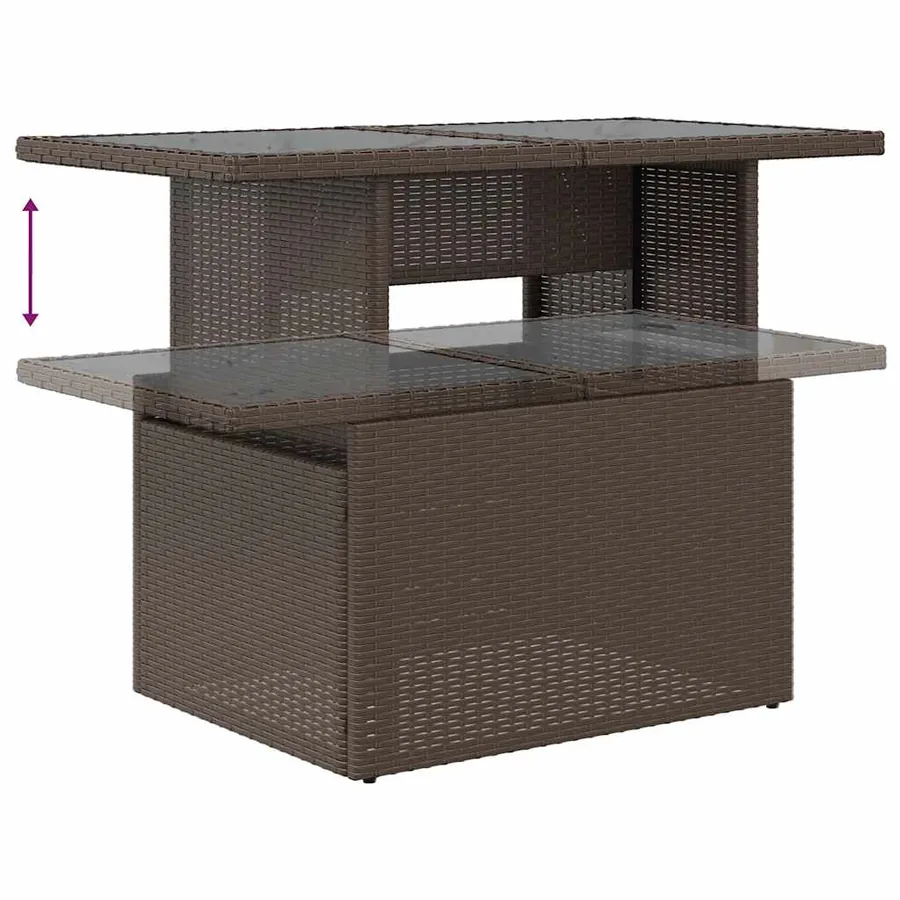 Salon de jardin avec coussins 7pcs marron résine tressée acacia - 9