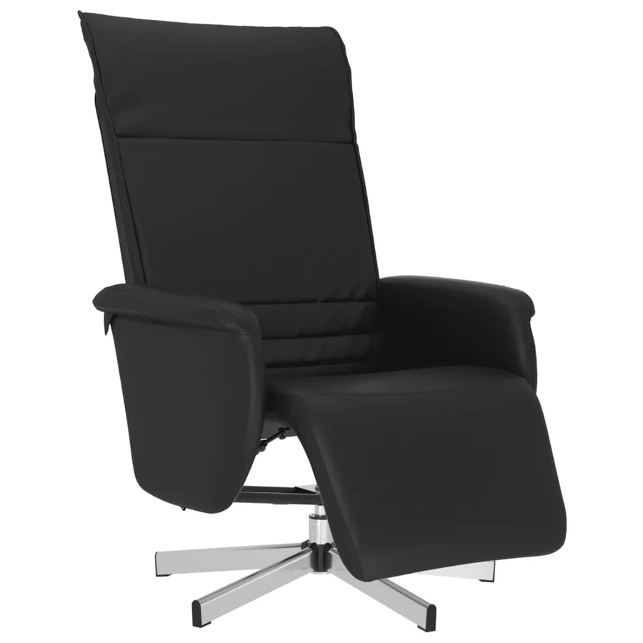 Fauteuil inclinable avec repose-pieds noir similicuir - 2