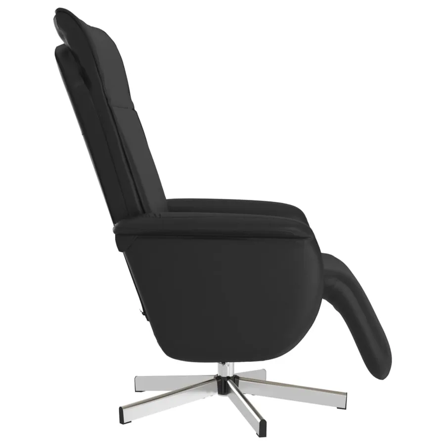 Fauteuil inclinable avec repose-pieds noir similicuir - 4