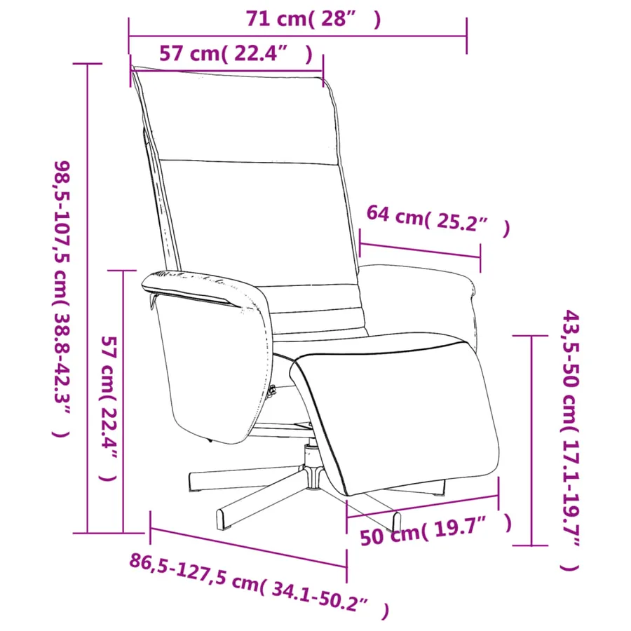Fauteuil inclinable avec repose-pieds noir similicuir - 9