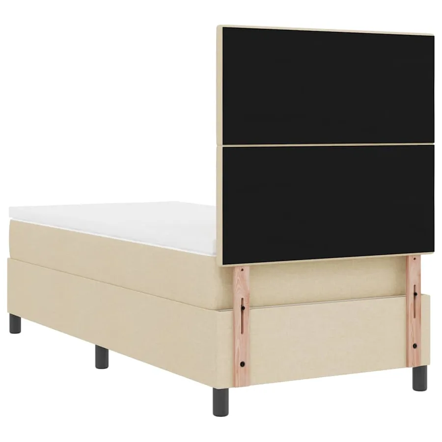 Lit à ressorts avec matelas Crème 90 x 190 cm tissu - 9