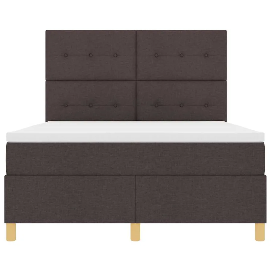 Lit à ressorts avec tête de lit Marron foncé 140 x 190 cm tissu - 7