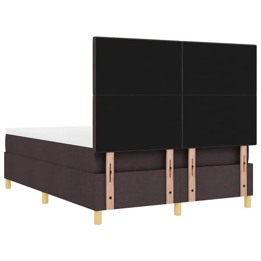 Lit à ressorts avec tête de lit Marron foncé 140 x 190 cm tissu - 9