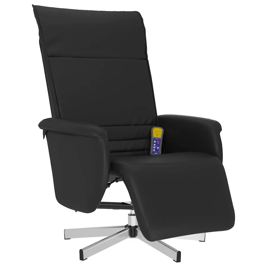 Fauteuil inclinable de massage repose-pieds noir similicuir - 3