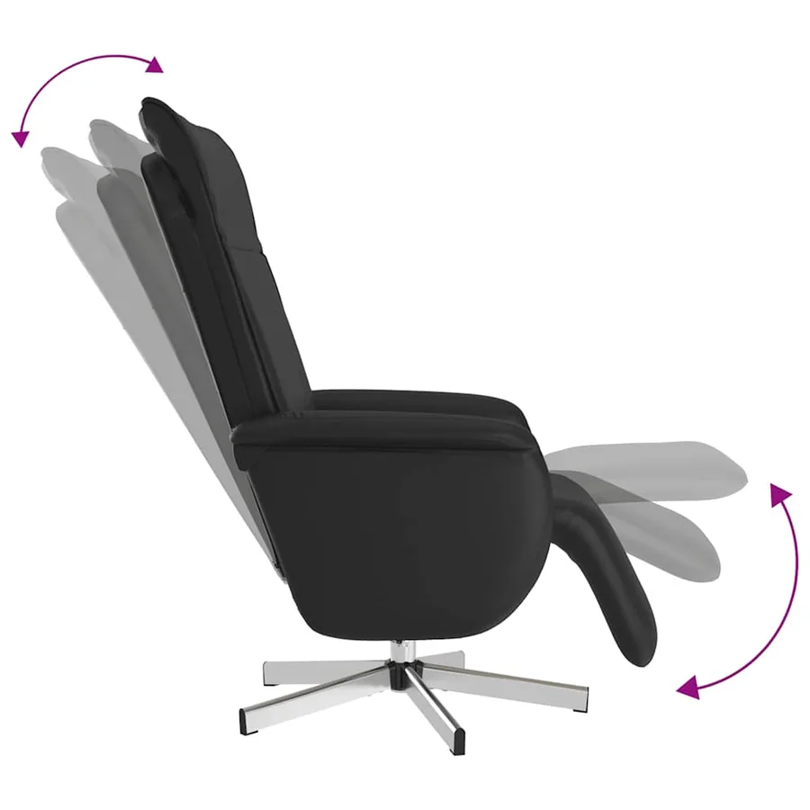 Fauteuil inclinable de massage repose-pieds noir similicuir - 7
