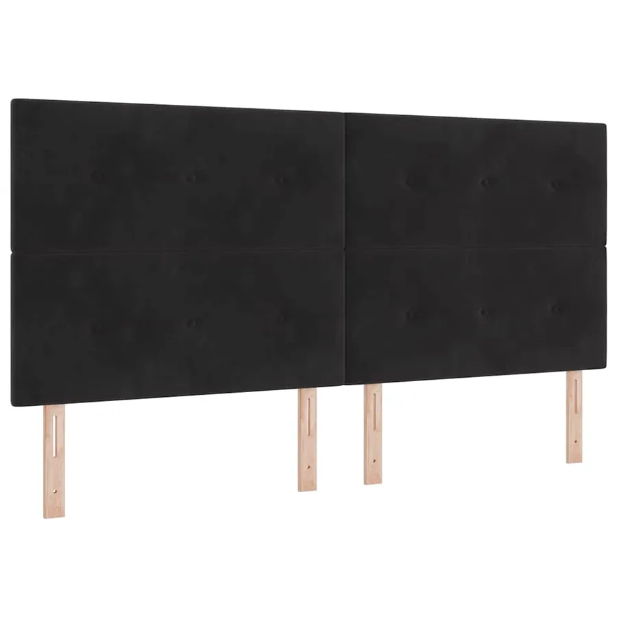 Lit à ressorts avec tête de lit Noir 200 x 200 cm Velours - 4