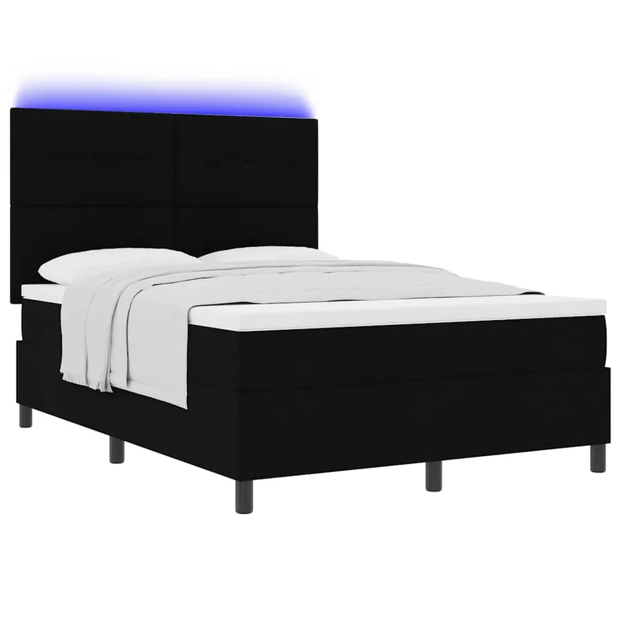Lit à ressorts avec bandes LED Noir 160 x 200 cm tissu - 3