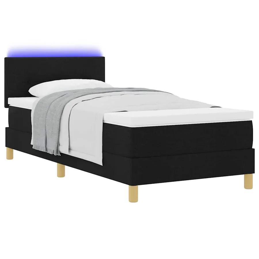 Lit à ressort LED avec bandes LED Noir 90 x 190 cm tissu - 3