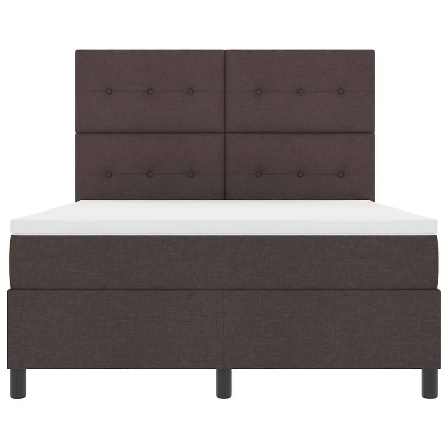 Lit à ressorts avec tête de lit Marron foncé 140 x 200 cm tissu - 7