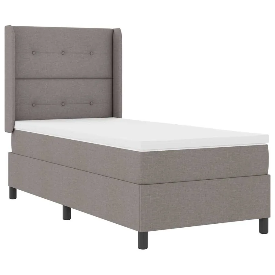 Lit à ressorts avec coussin Taupe 190 x 90 cm tissu - 4