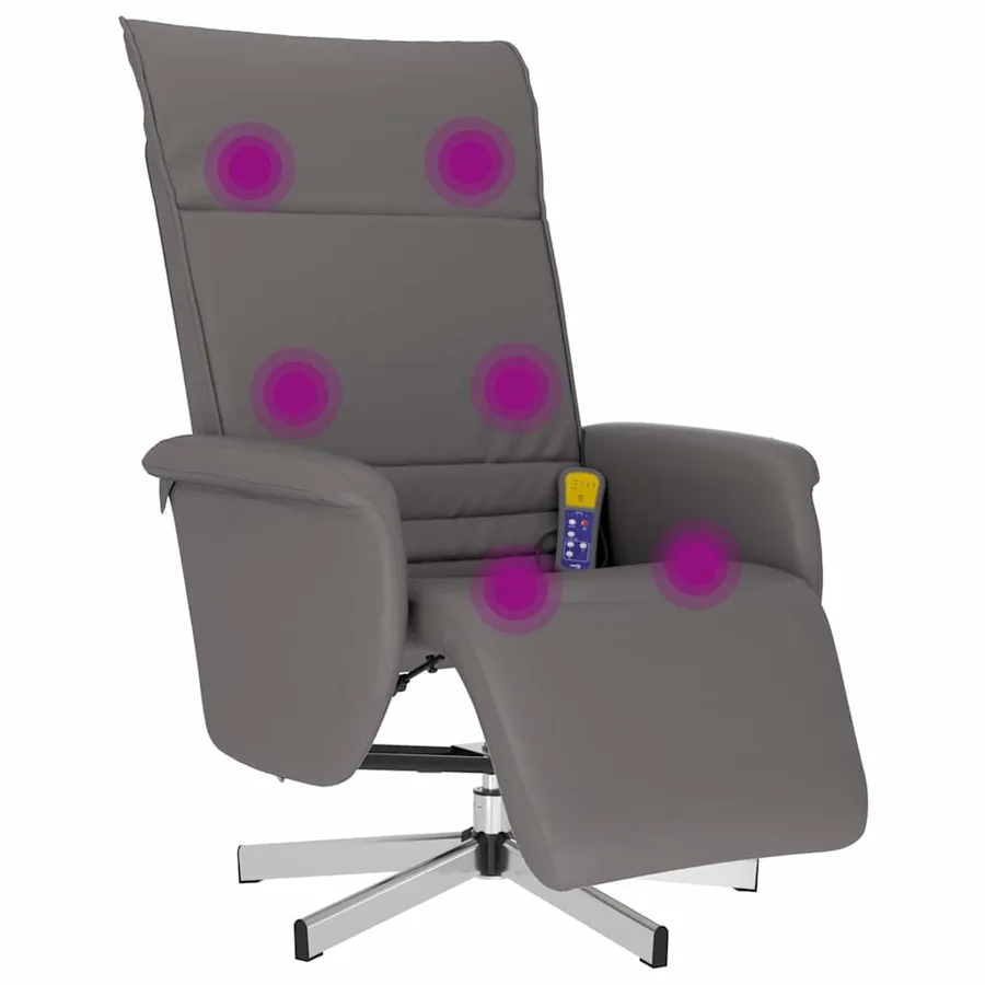 Fauteuil inclinable de massage repose-pieds gris similicuir - 2